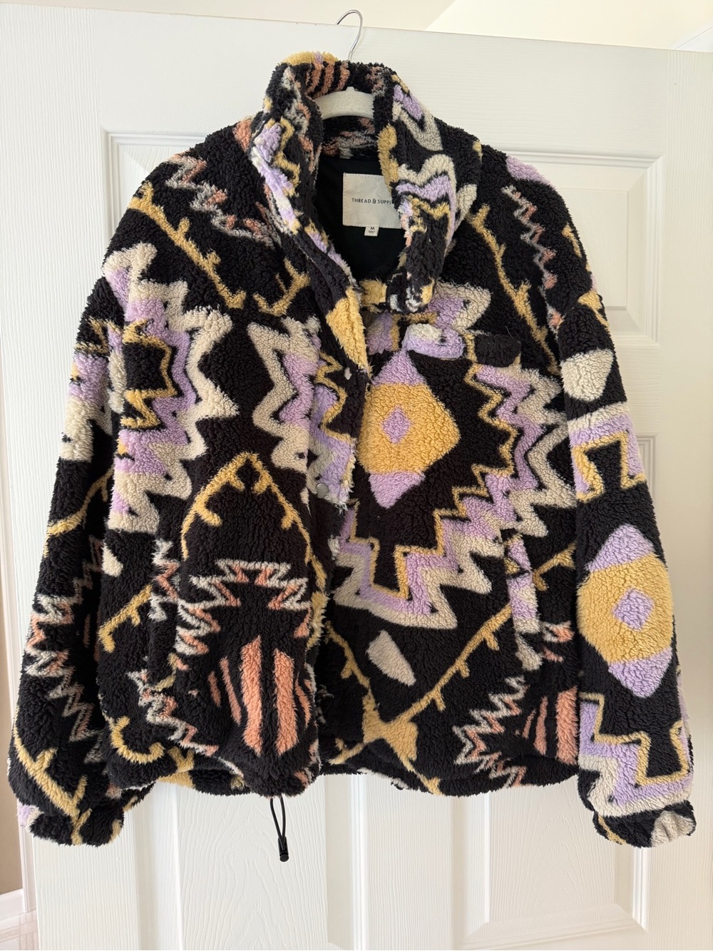 Thread & Supply Black Multicolor Aztec Sherpa Jacket